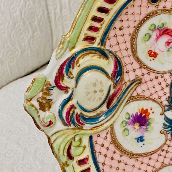 AP5--RARE Antique Paris Ware/Old Paris Hand Painted Floral & Gold Gilding Dish - Picture 6 of 10